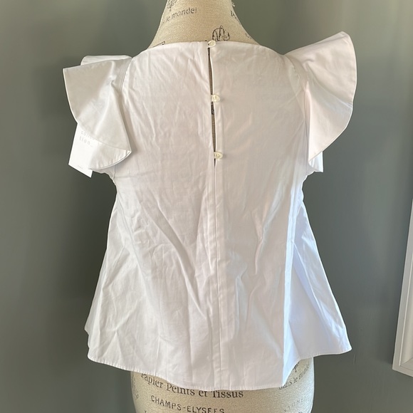 Zara Trafaluc whit cotton ruffled blouse NWT size Small - Picture 3 of 9